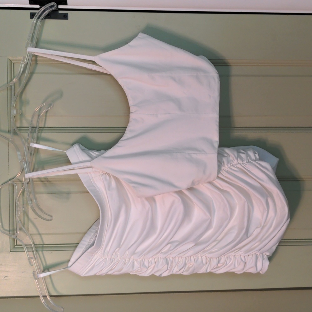 White Cami & Ruched Bodycon Skirt Set